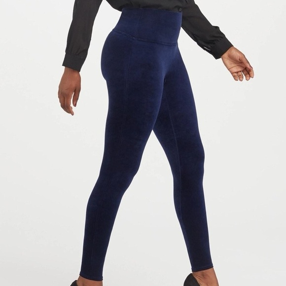 Spanx Blue Velvet / Velour Leggings Size L - Picture 1 of 8